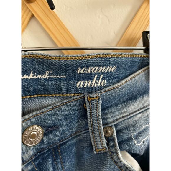 7 For All ManKind Jeans Women's 27 Roxanne Ankle Skinny Blue Denim Embroidered - Picture 4 of 14